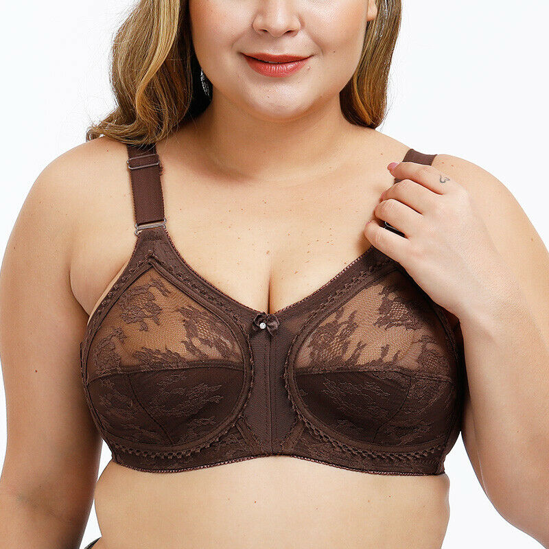 UK Ladies Firm Control Lace Non Wired Full Coverage Minimiser Bra